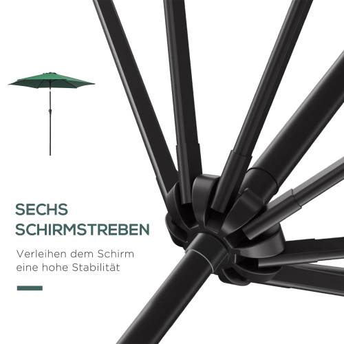 Parasol Rond Inclinable Aluminium Jardin Manivelle Toile 180g 2,6m Vert - ComfortXL Outdoor Living - Image 6
