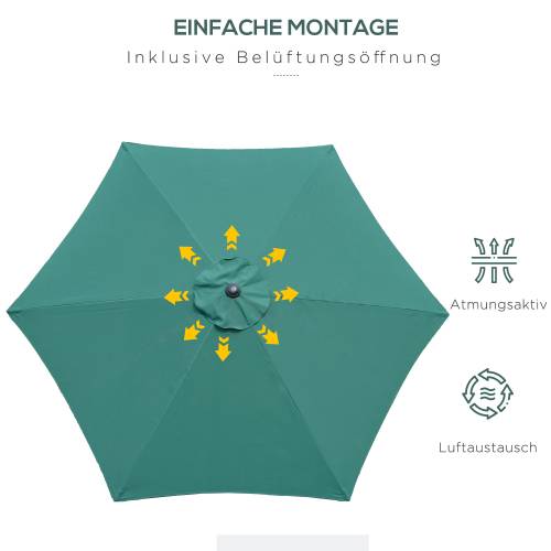 Parasol Rond Inclinable Aluminium Jardin Manivelle Toile 180g 2,6m Vert - ComfortXL Outdoor Living - Image 5