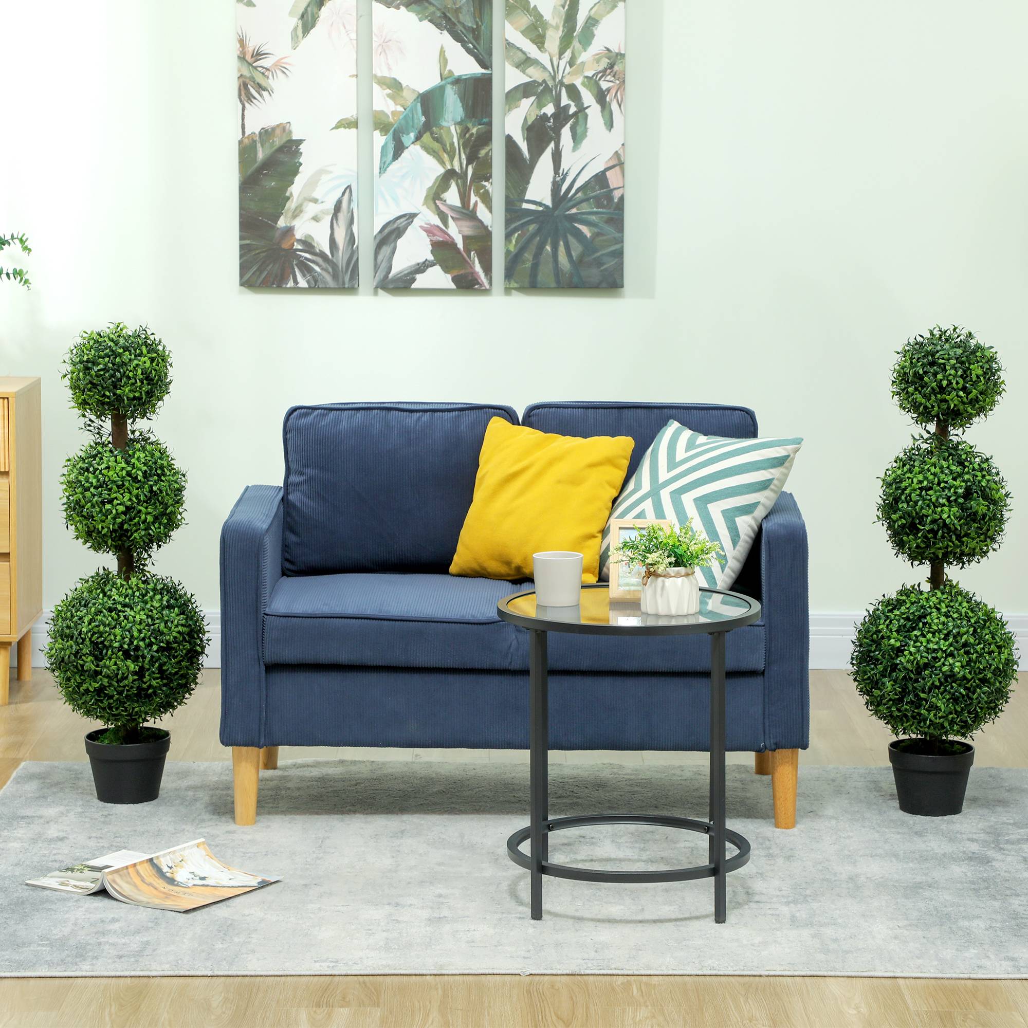 Lot 2 Buis Topiaires Artificiels PE Intérieur Extérieur Anti-UV 102cm Vert - ComfortXL Outdoor Living - Image 9