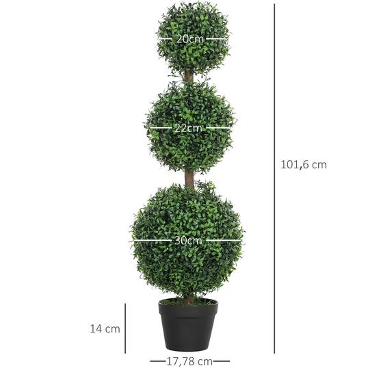 Lot 2 Buis Topiaires Artificiels PE Intérieur Extérieur Anti-UV 102cm Vert - ComfortXL Outdoor Living - Image 5