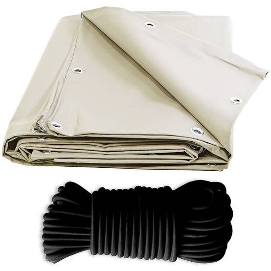 Pack Toile Pergola Ivoire 3x4 m + Sandow Noir 20m - Bâche Pergola prête à poser XP640PR Garantie 10 ans TECPLAST - Image 1