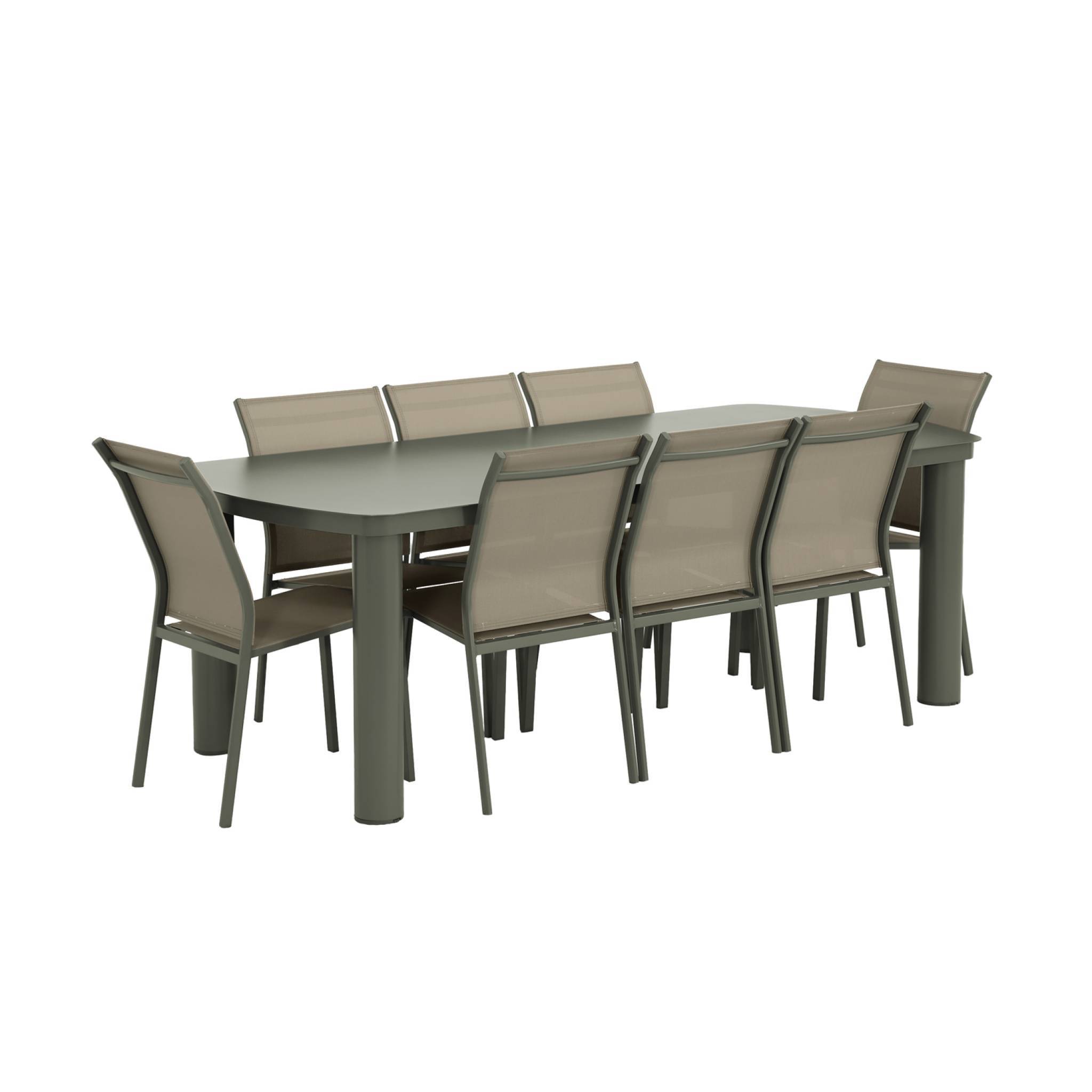 Table de jardin aluminium + 8 assises kaki - Zaro / Buffalo | sweeek - Image 2