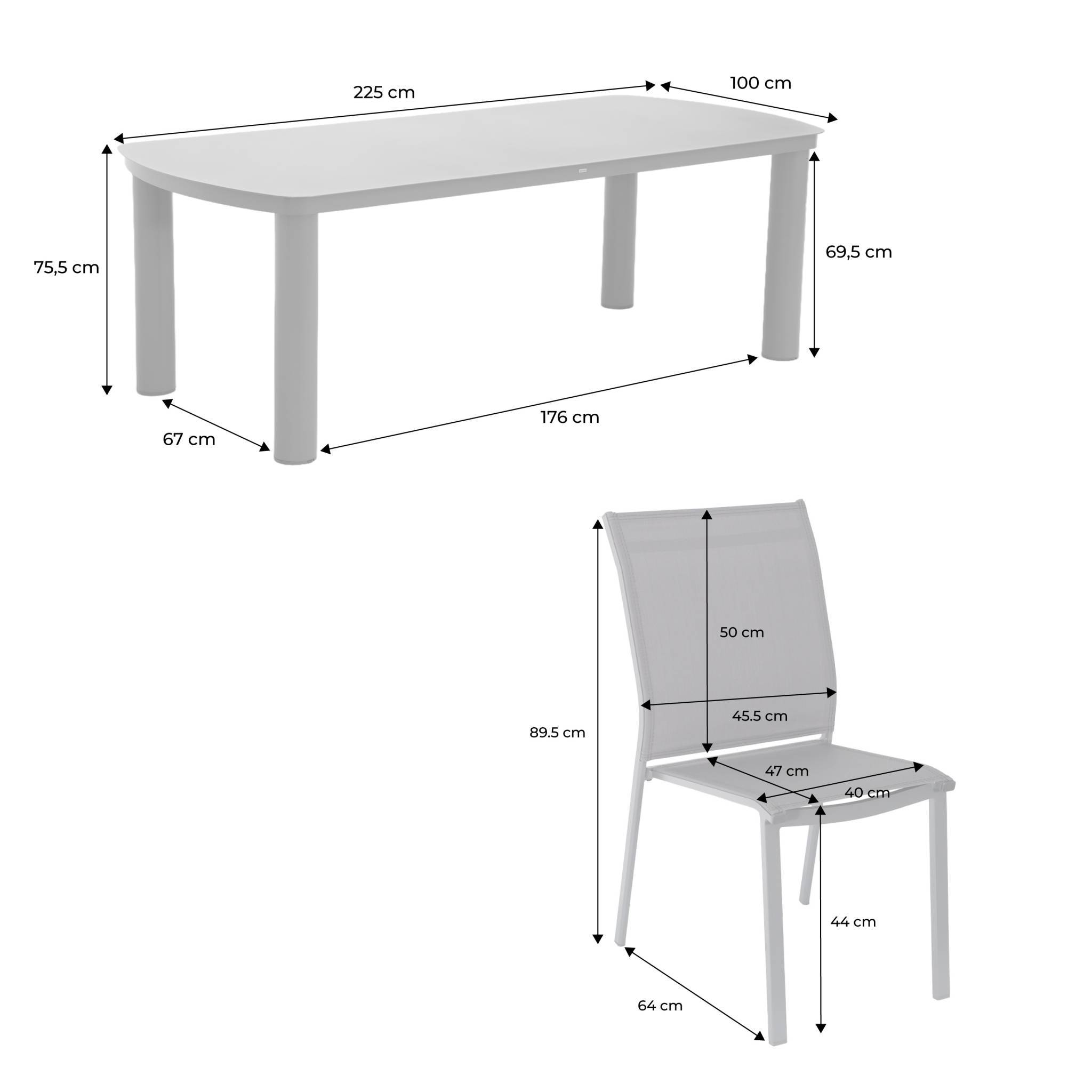 Table de jardin aluminium + 8 assises kaki - Zaro / Buffalo | sweeek - Image 4