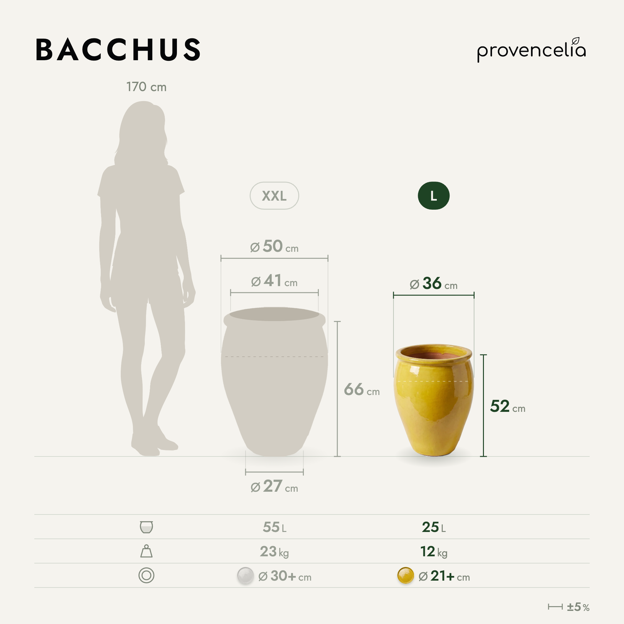 Provencelia - Pot BACCHUS 36x52cm jaune - Image 2