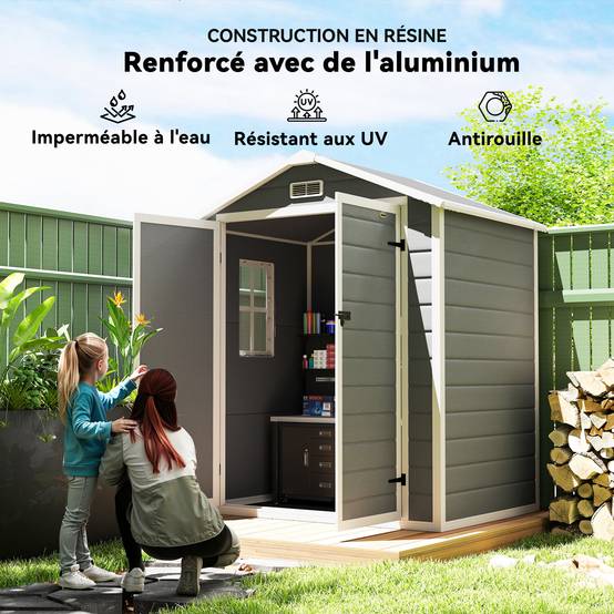 Abri de jardin polypropylène aménagement extérieur rangement outils aération gris - ComfortXL Outdoor Living - Image 7