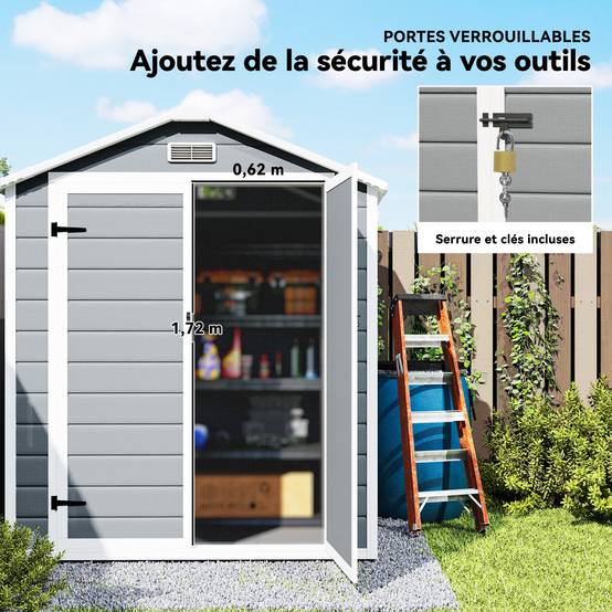 Abri de jardin polypropylène aménagement extérieur rangement outils aération gris - ComfortXL Outdoor Living - Image 10