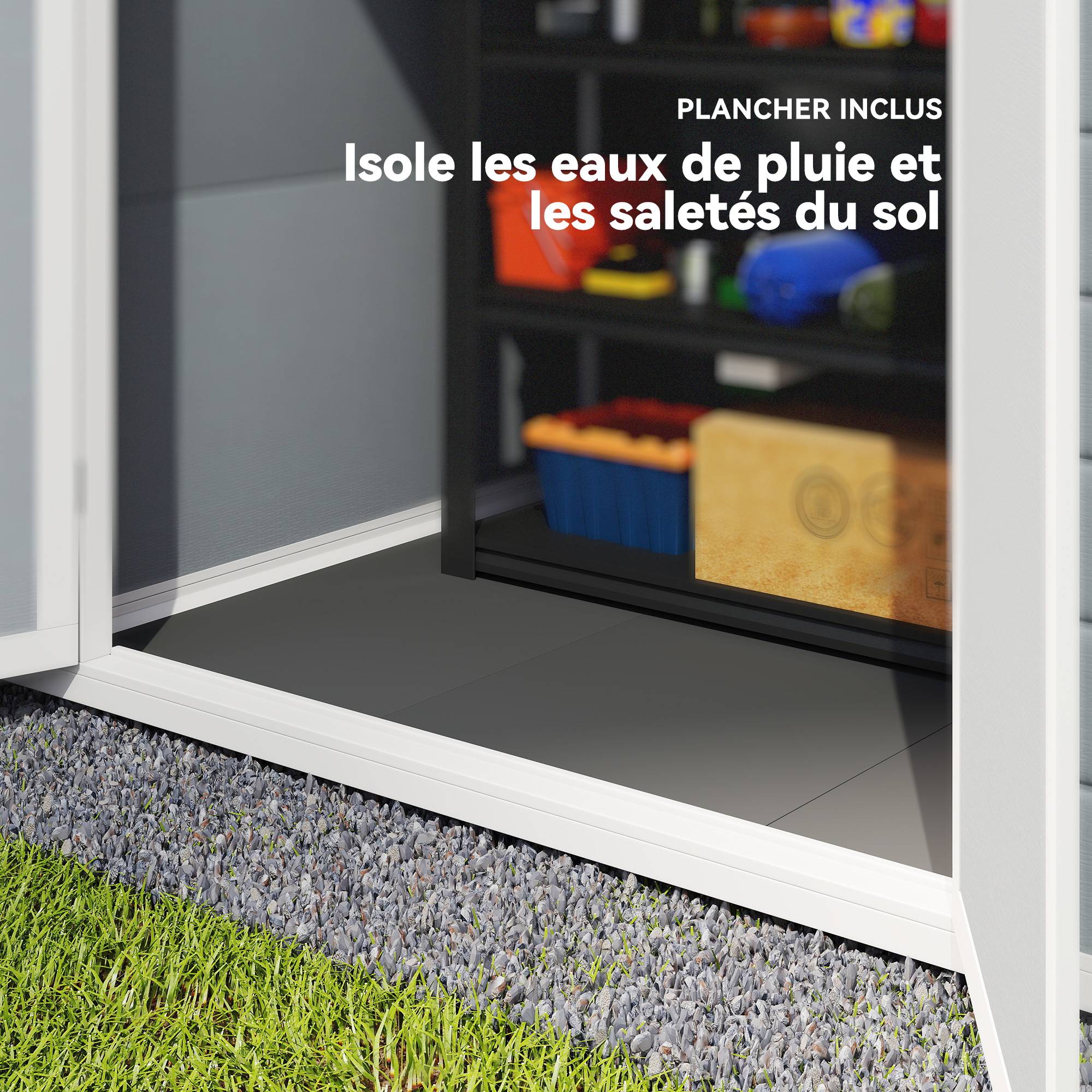 Abri de jardin polypropylène aménagement extérieur rangement outils aération gris - ComfortXL Outdoor Living - Image 8