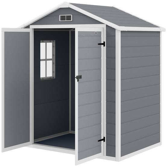 Abri de jardin polypropylène aménagement extérieur rangement outils aération gris - ComfortXL Outdoor Living - Image 2