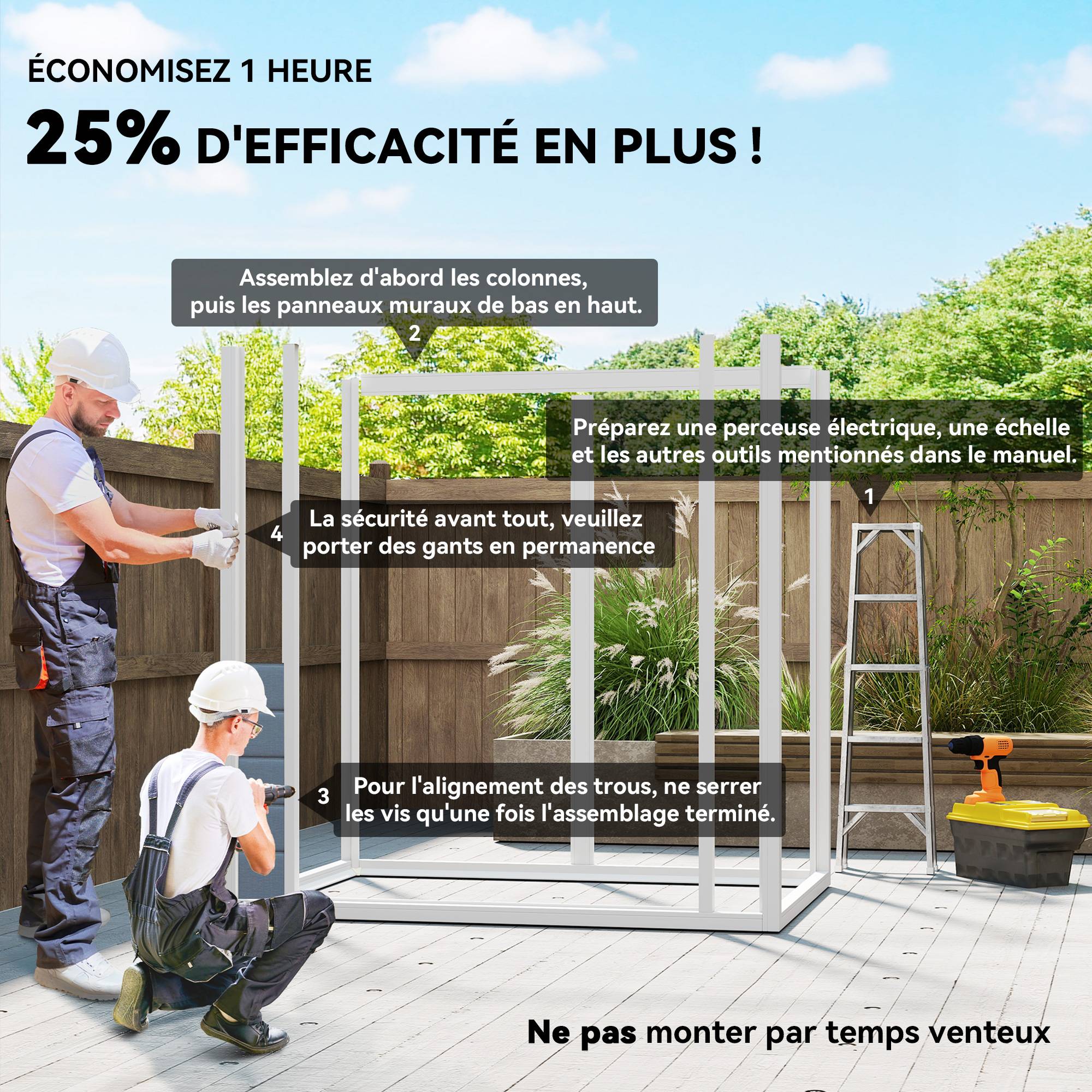 Abri de jardin polypropylène aménagement extérieur rangement outils aération gris - ComfortXL Outdoor Living - Image 6
