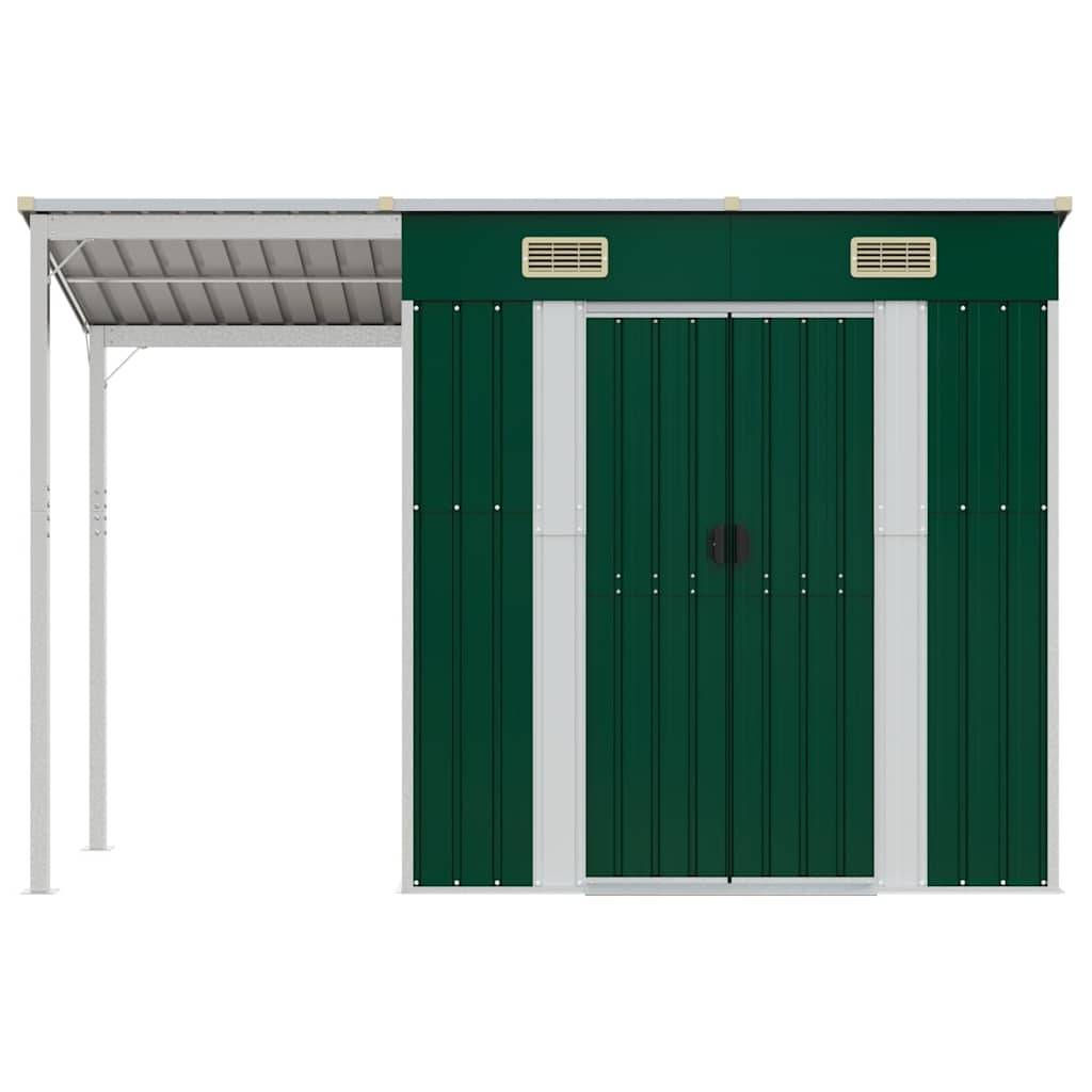 Abri de jardin acier galvanisé vert 277 x 107 x 157/181 cm - PANGIVO - Image 3