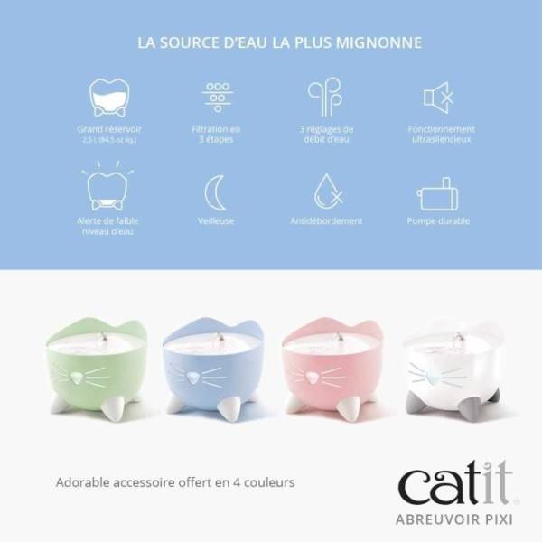 CAT IT Fontaine a eau automatique pour chat - 2,5 L - Blanc - Image 2