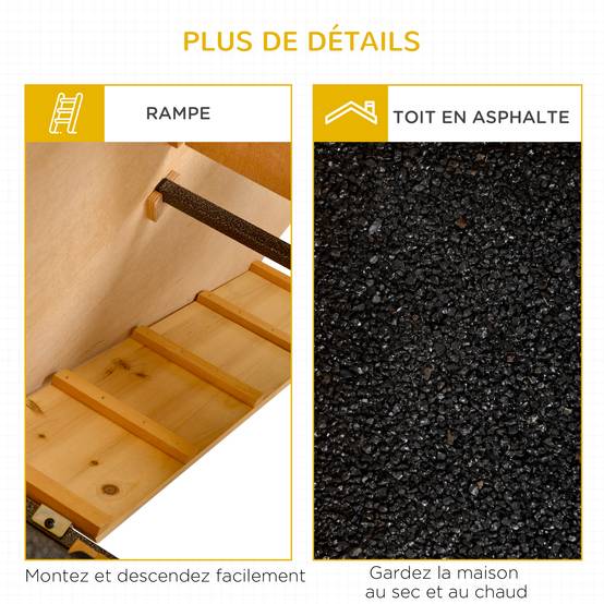 Clapier à lapin cage à lapin 2 niveaux 3 portes verrouillables rampe toit ouvrant bitûmé métal époxy pin pré-huilé - Image 10