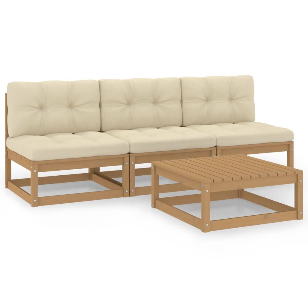 Helloshop26 - Salon de jardin meuble d'extérieur ensemble de mobilier 4 pièces avec coussins bois de pin massif - Image 2
