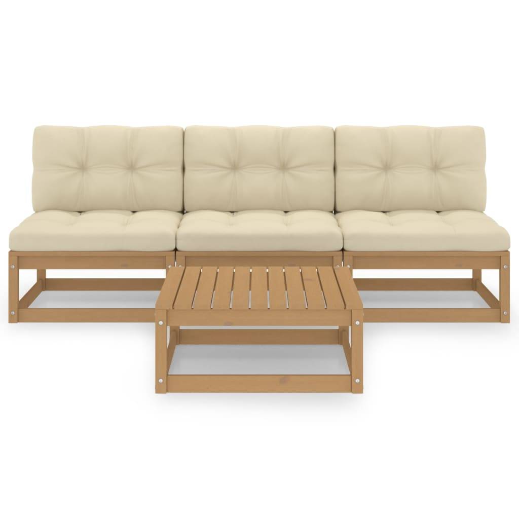 Helloshop26 - Salon de jardin meuble d'extérieur ensemble de mobilier 4 pièces avec coussins bois de pin massif - Image 1