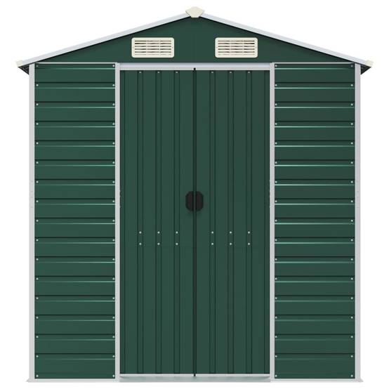Abri de jardin acier galvanisé vert 191 x 385 x 198 cm - PANGIVO - Image 4
