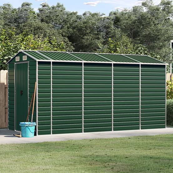 Abri de jardin acier galvanisé vert 191 x 385 x 198 cm - PANGIVO - Image 1