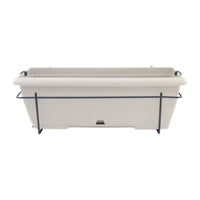 Garden ID - Kit Jardiniere Avec Support En Métal Et Plateau Intégré - Garden Id Teramo - Blanc 50 Cm - Effet De Pierre - Recyclé/recycla - Image 3