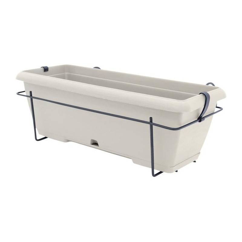 Garden ID - Kit Jardiniere Avec Support En Métal Et Plateau Intégré - Garden Id Teramo - Blanc 50 Cm - Effet De Pierre - Recyclé/recycla - Image 1