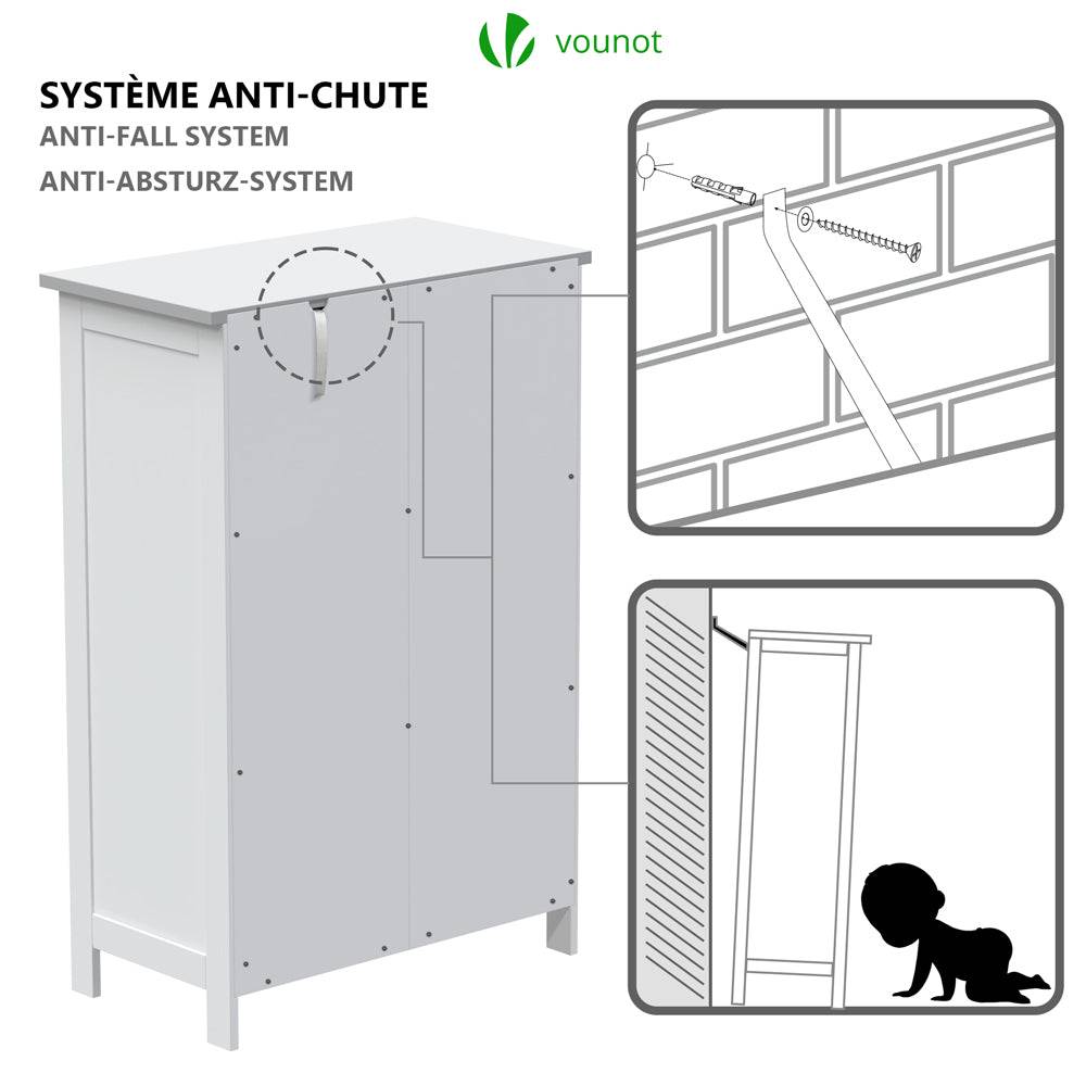 Meuble de salle de bain rangement 4 tiroirs 1 porte 82x55x30cm blanc - Image 5