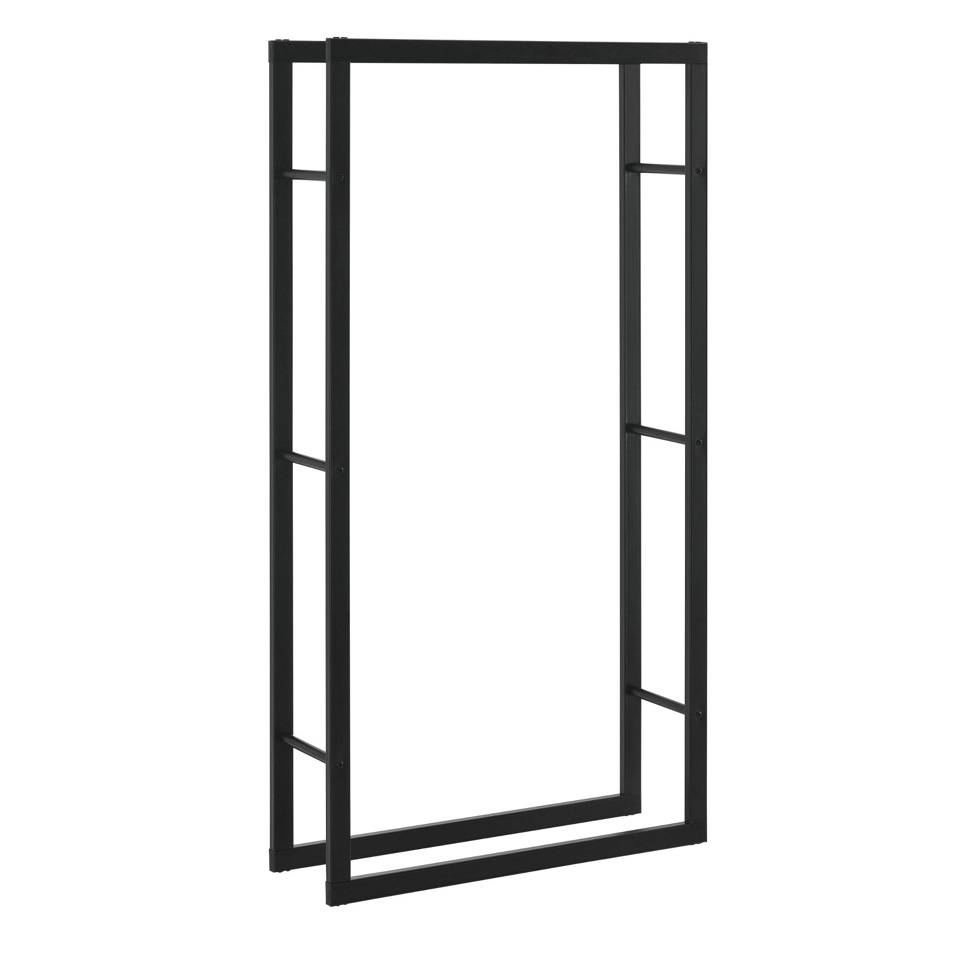 Helloshop26 - Range-bûches pour usage intérieur extérieur porte-bûches design support rangement bois de chauffage acier laqué noir 75 x 150 x 25 cm - Image 1