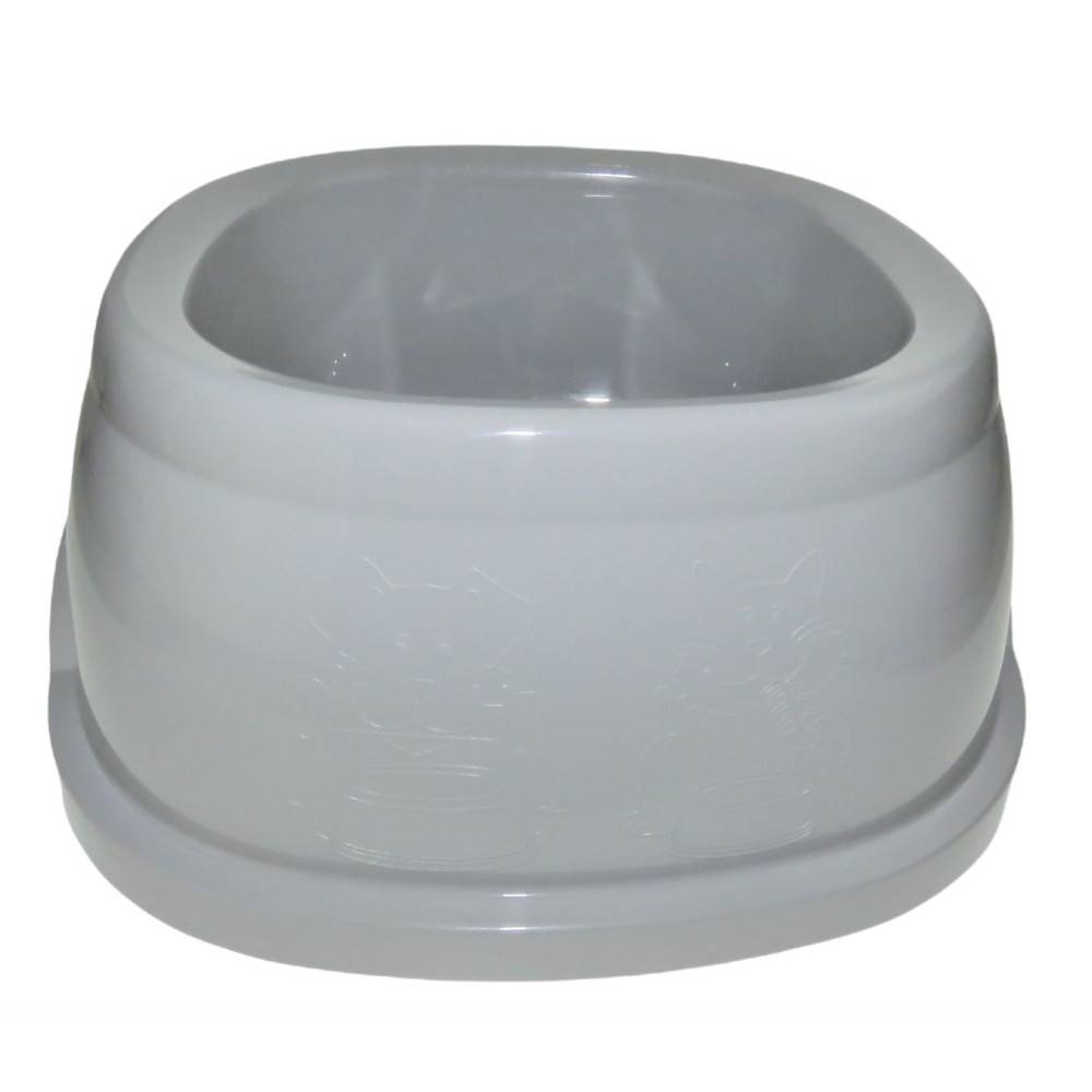 Ecuelle carrée 3 litres, gris en plastique, pour chien - Image 1