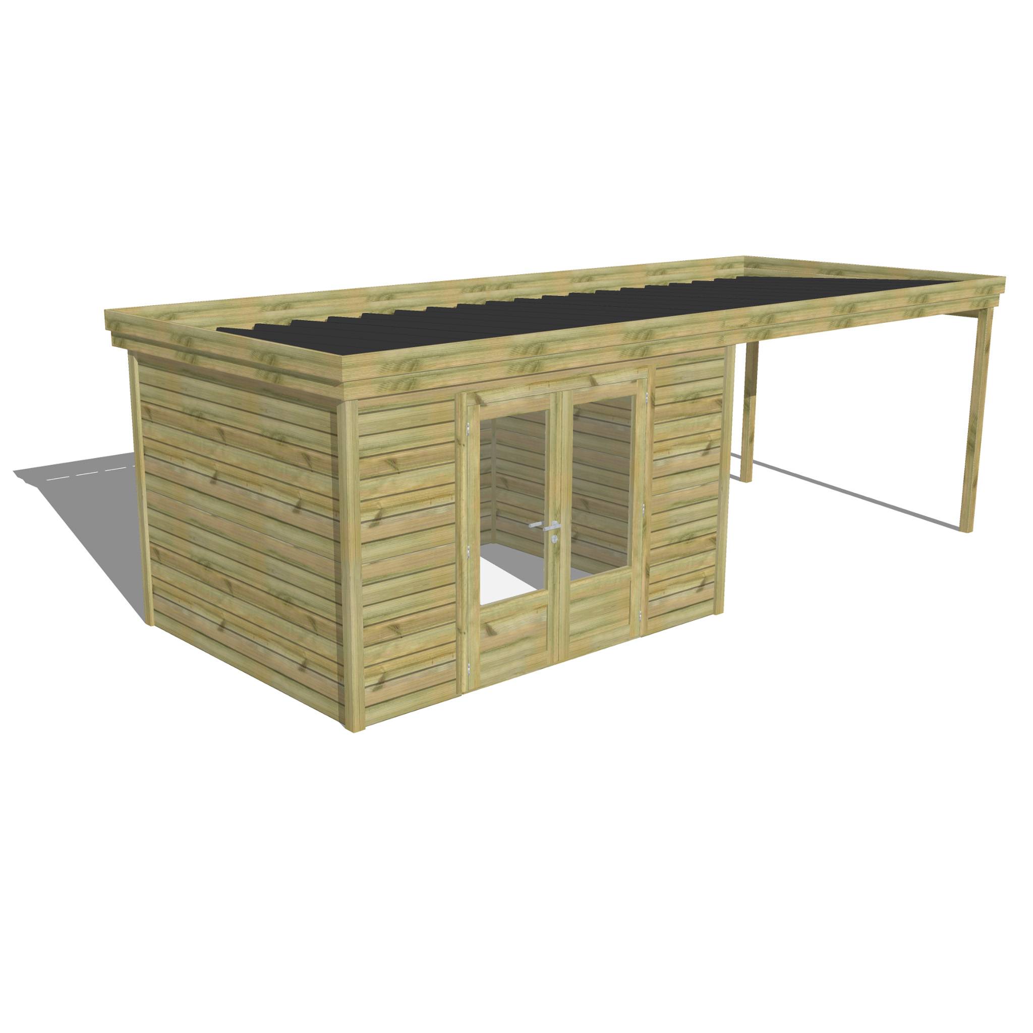 Abri Français - ABRI DE JARDIN bois autoclave 27mm - 6,94x2,64m / 18m2 - Bac acier - Abri Français - Image 1