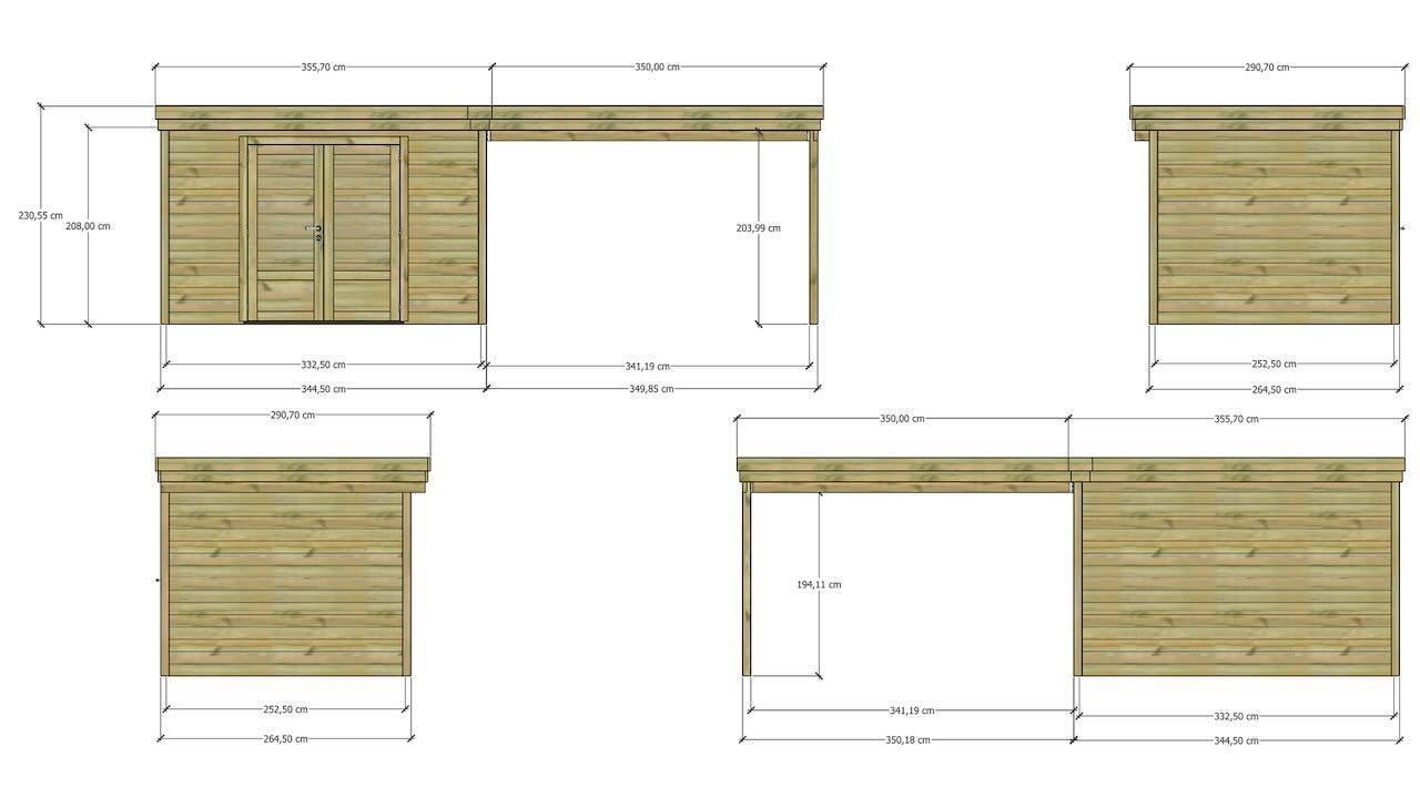 Abri Français - ABRI DE JARDIN bois  autoclave 27mm - 6,94x2,64m / 18m2 - Bac acier - Abri Français - Image 4