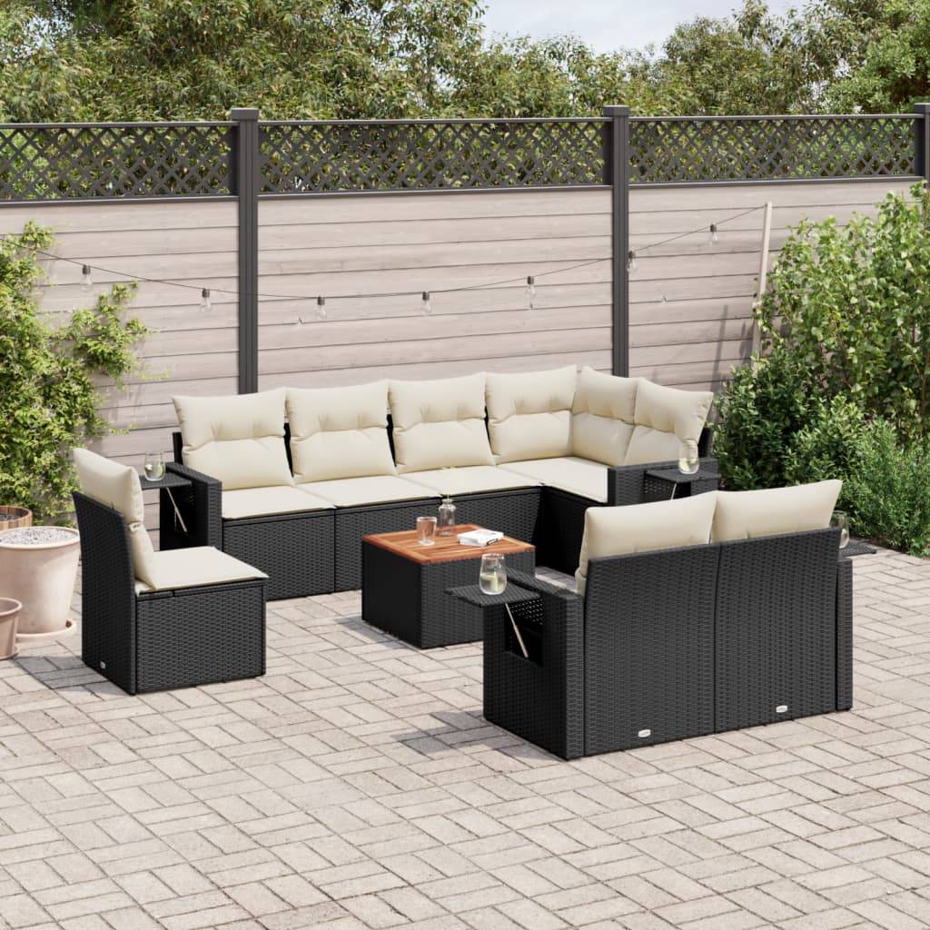ComfortXL - Salon de Jardin Noir 8 Places Résine Tressée Modulable avec Coussins Blanc Crème pour Patio – ComfortXL Outdoor Living