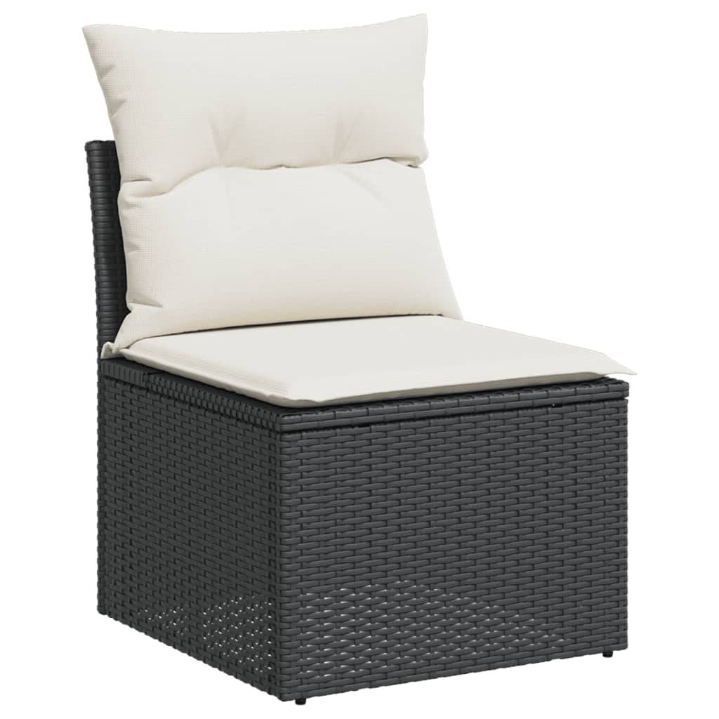 ComfortXL - Salon de Jardin Noir 8 Places Résine Tressée Modulable avec Coussins Blanc Crème pour Patio – ComfortXL Outdoor Living - Image 3