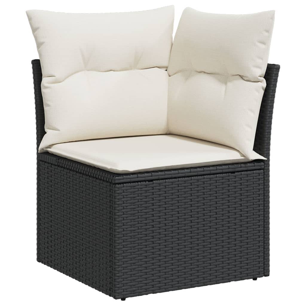 ComfortXL - Salon de Jardin Noir 8 Places Résine Tressée Modulable avec Coussins Blanc Crème pour Patio – ComfortXL Outdoor Living - Image 4