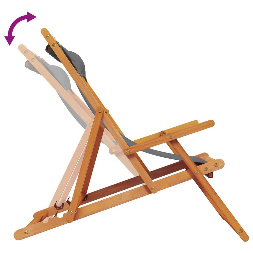 Maison Chic - lot de 2 Chaises de plage pliables - Bain de soleil - Transat gris tissu HL278 - Image 7