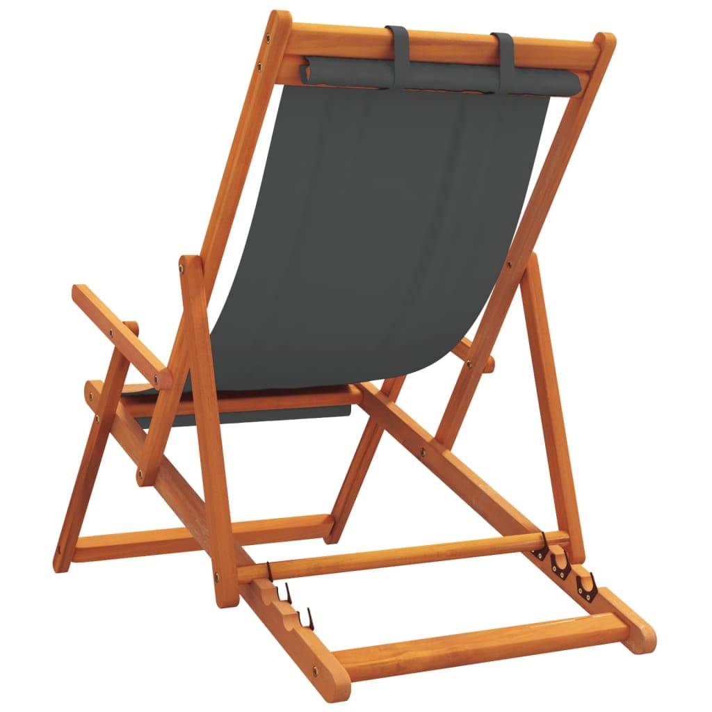 Maison Chic - lot de 2 Chaises de plage pliables - Bain de soleil - Transat gris tissu HL278 - Image 6