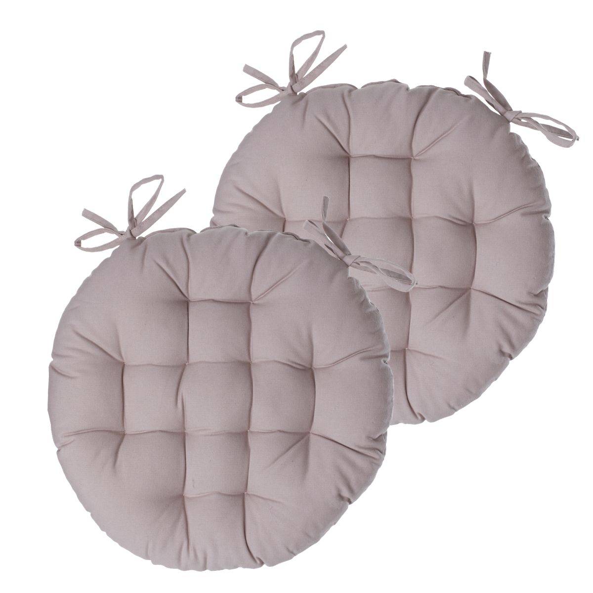 Lot de 2 Galettes de chaise en Coton Beige D 38 cm - Image 1