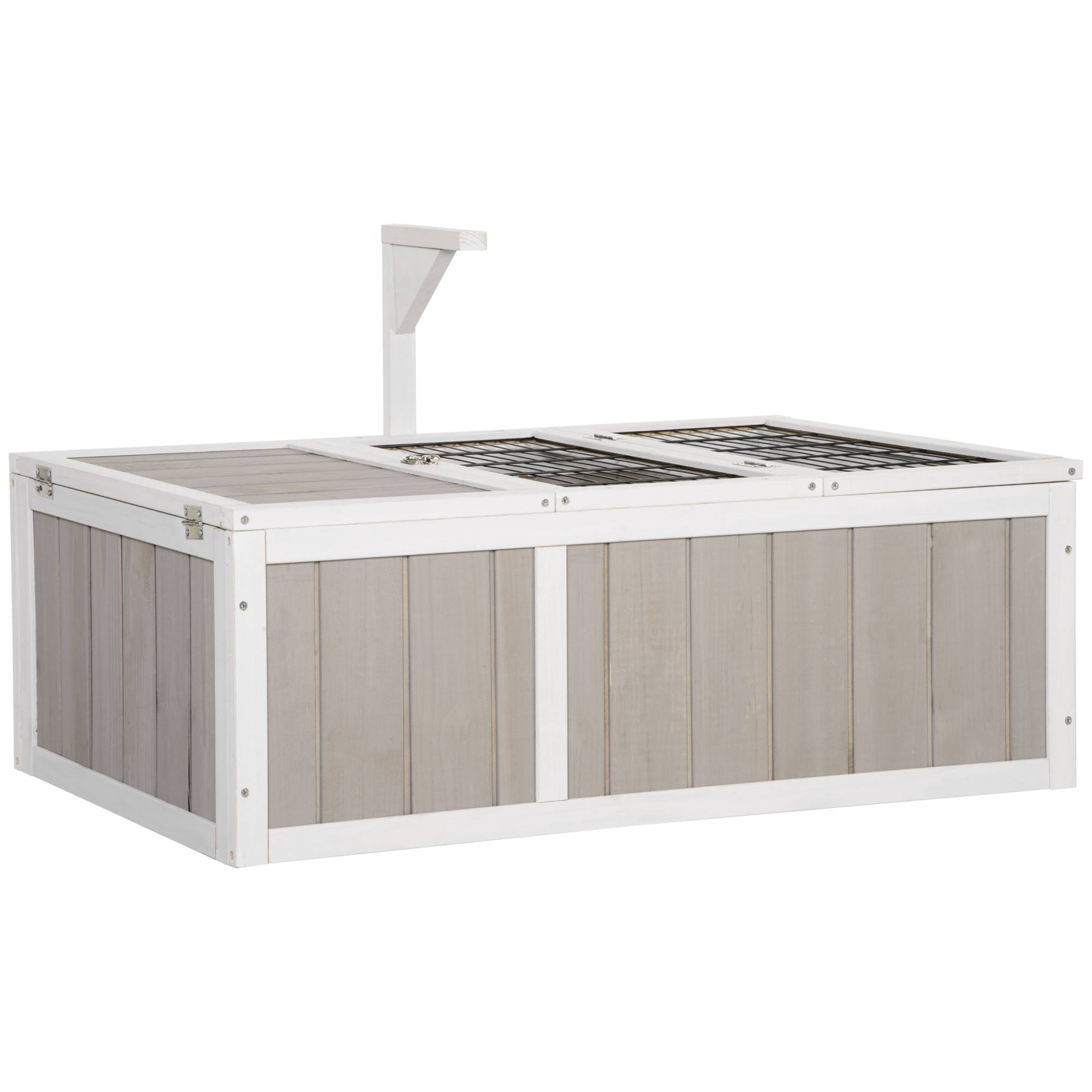 Maison enclos cage pour petit animal tortue avec 2 espaces dim. 91,5L x 61l x 33H cm - bois de sapin - Image 1