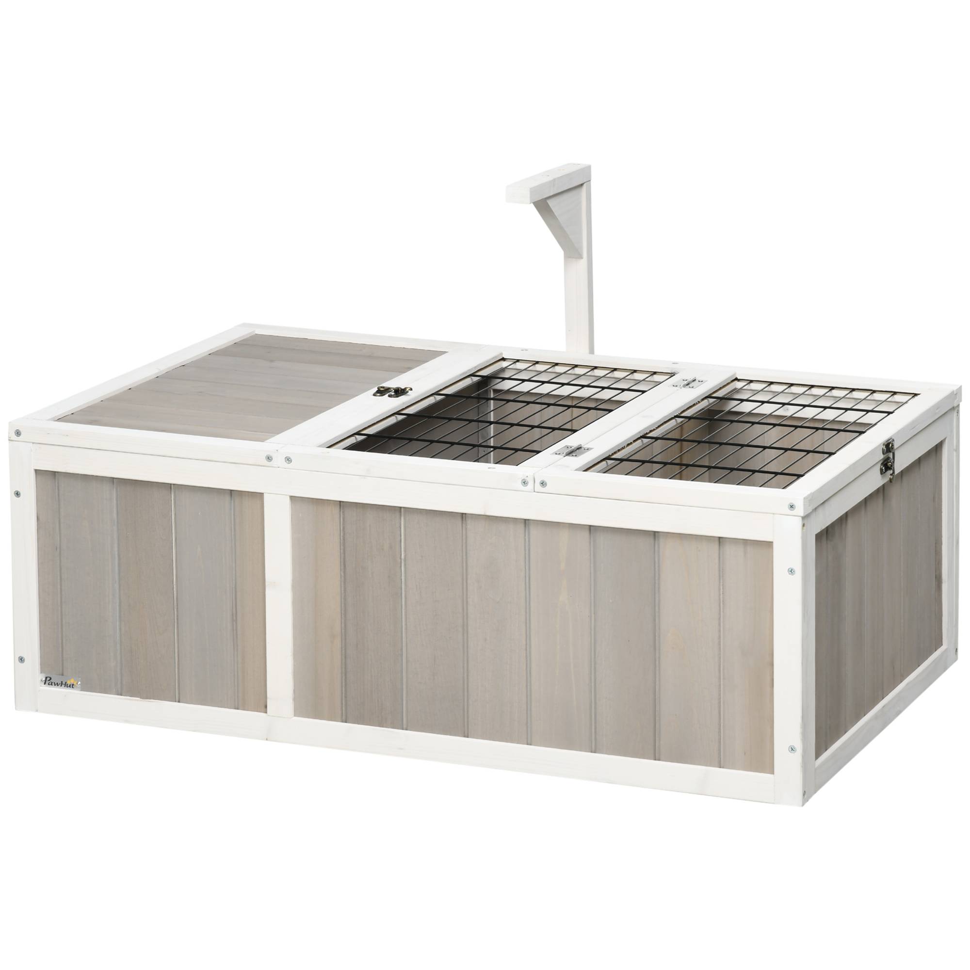 Maison enclos cage pour petit animal tortue avec 2 espaces dim. 91,5L x 61l x 33H cm - bois de sapin - Image 2