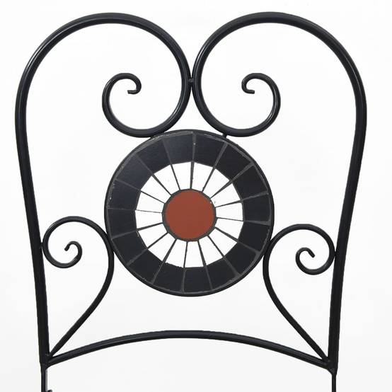 Lot de 2 Chaises de Terrasse Pliantes Mosaïque Céramique Style Méditerranéen Terre Cuite et Blanc – ComfortXL Outdoor Living - Image 5