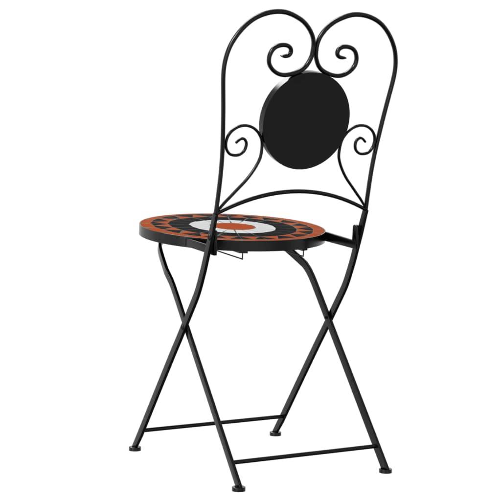 Lot de 2 Chaises de Terrasse Pliantes Mosaïque Céramique Style Méditerranéen Terre Cuite et Blanc – ComfortXL Outdoor Living - Image 7