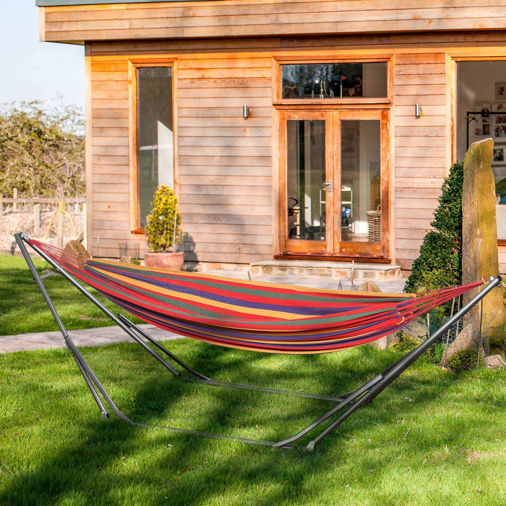 Outsunny - Support de hamac pliable et portable - réglable - sac de transport - structure en acier - 290 x 92 x 88 cm - noir - Outsunny - Image 2