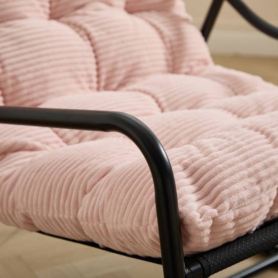 Fauteuil à bascule acier jardin intérieur balancement réglable 116x75x82cm Rose - ComfortXL Outdoor Living - Image 5
