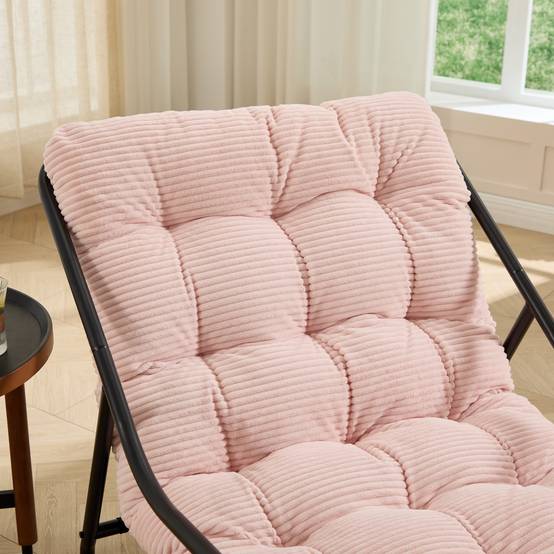 Fauteuil à bascule acier jardin intérieur balancement réglable 116x75x82cm Rose - ComfortXL Outdoor Living - Image 6