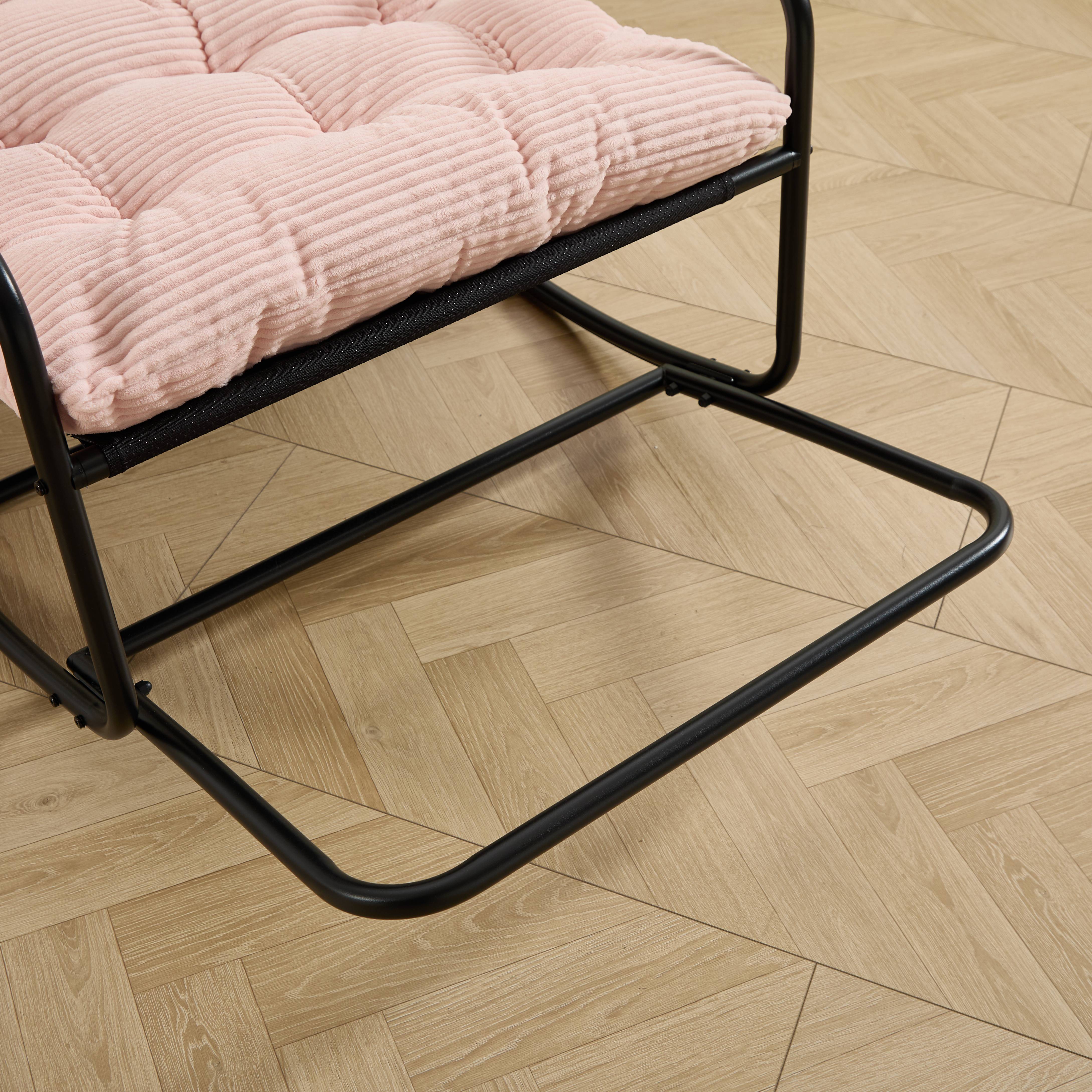 Fauteuil à bascule acier jardin intérieur balancement réglable 116x75x82cm Rose - ComfortXL Outdoor Living - Image 7