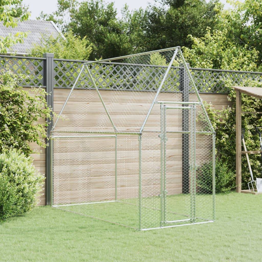Maison Chic - Cage pour poules - Cage extérieur/intérieur argenté 200x100x190 cm acier galvanisé - Image 3