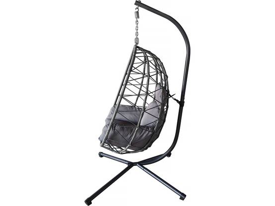 Fauteuil Oeuf Suspendu En Rotin "cosi" - 99 X 92 X 194 Cm - Gris -habitat Et Jardin - Image 4