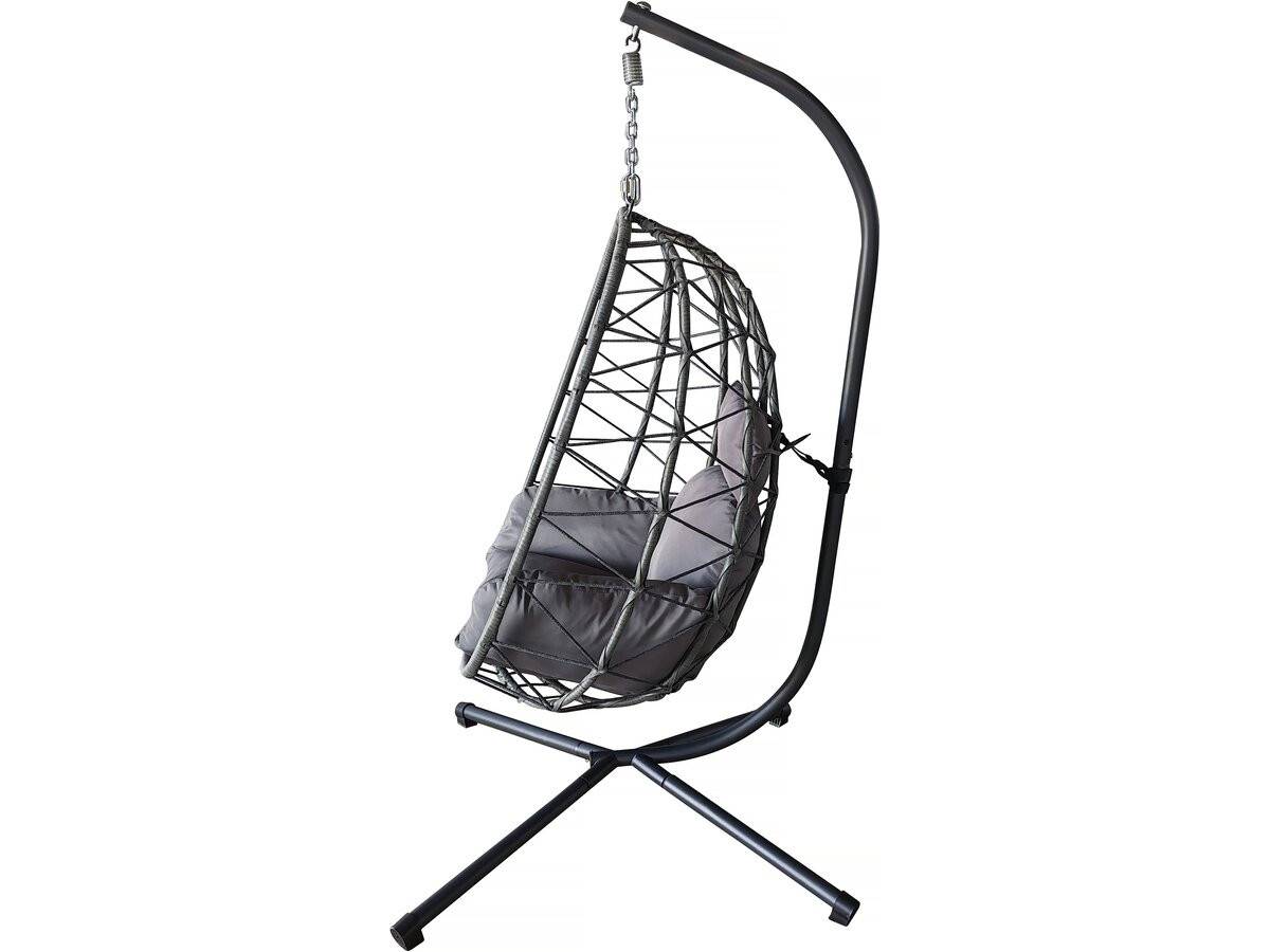 Fauteuil Oeuf Suspendu En Rotin "cosi" - 99 X 92 X 194 Cm - Gris -habitat Et Jardin - Image 4