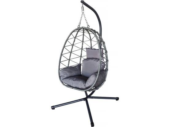 Fauteuil Oeuf Suspendu En Rotin "cosi" - 99 X 92 X 194 Cm - Gris -habitat Et Jardin - Image 1