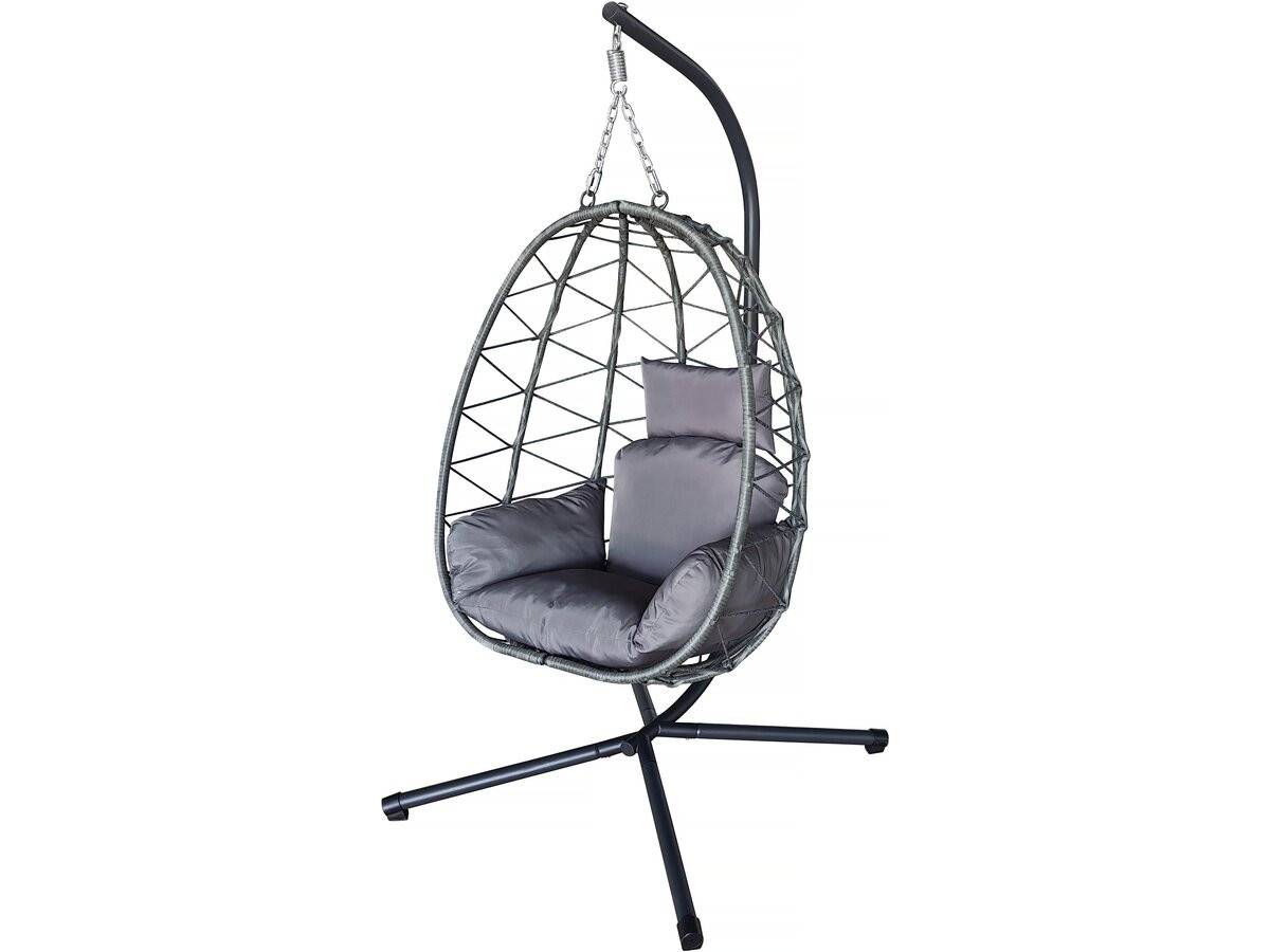 Fauteuil Oeuf Suspendu En Rotin "cosi" - 99 X 92 X 194 Cm - Gris -habitat Et Jardin - Image 1
