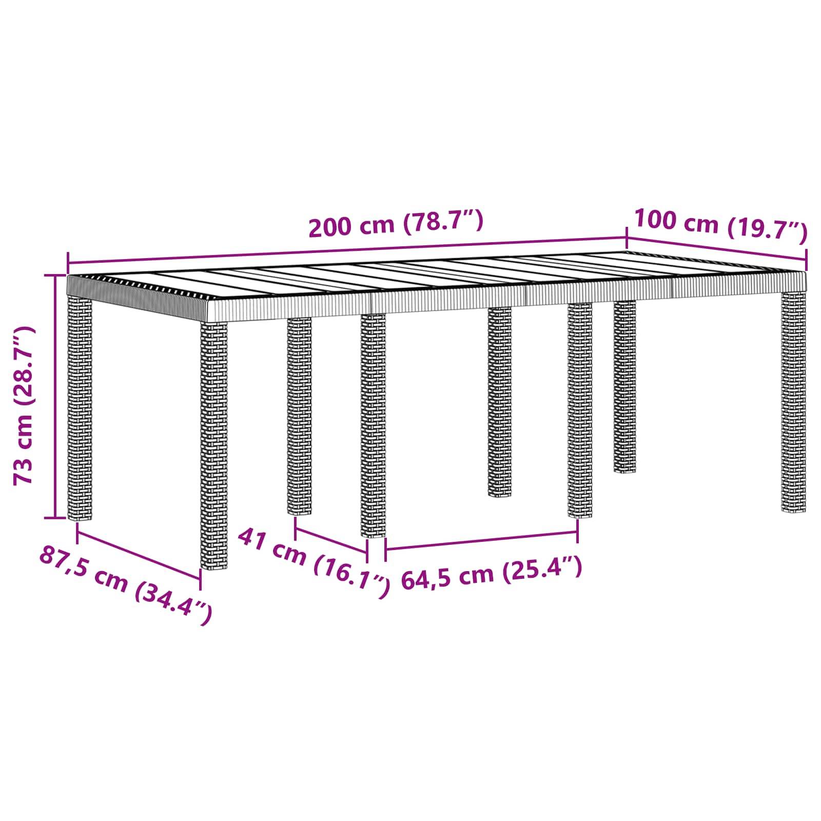 PANGIVO - Table de jardin polyrotin marron 200 x 100 x 73 cm - PANGIVO - Image 5