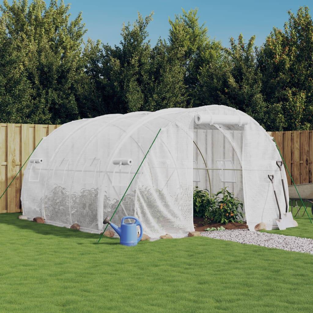 Serre de jardin 12m² - Serre de culture avec cadre en acier blanc 4x3x2 m MAISON CHIC - Image 1