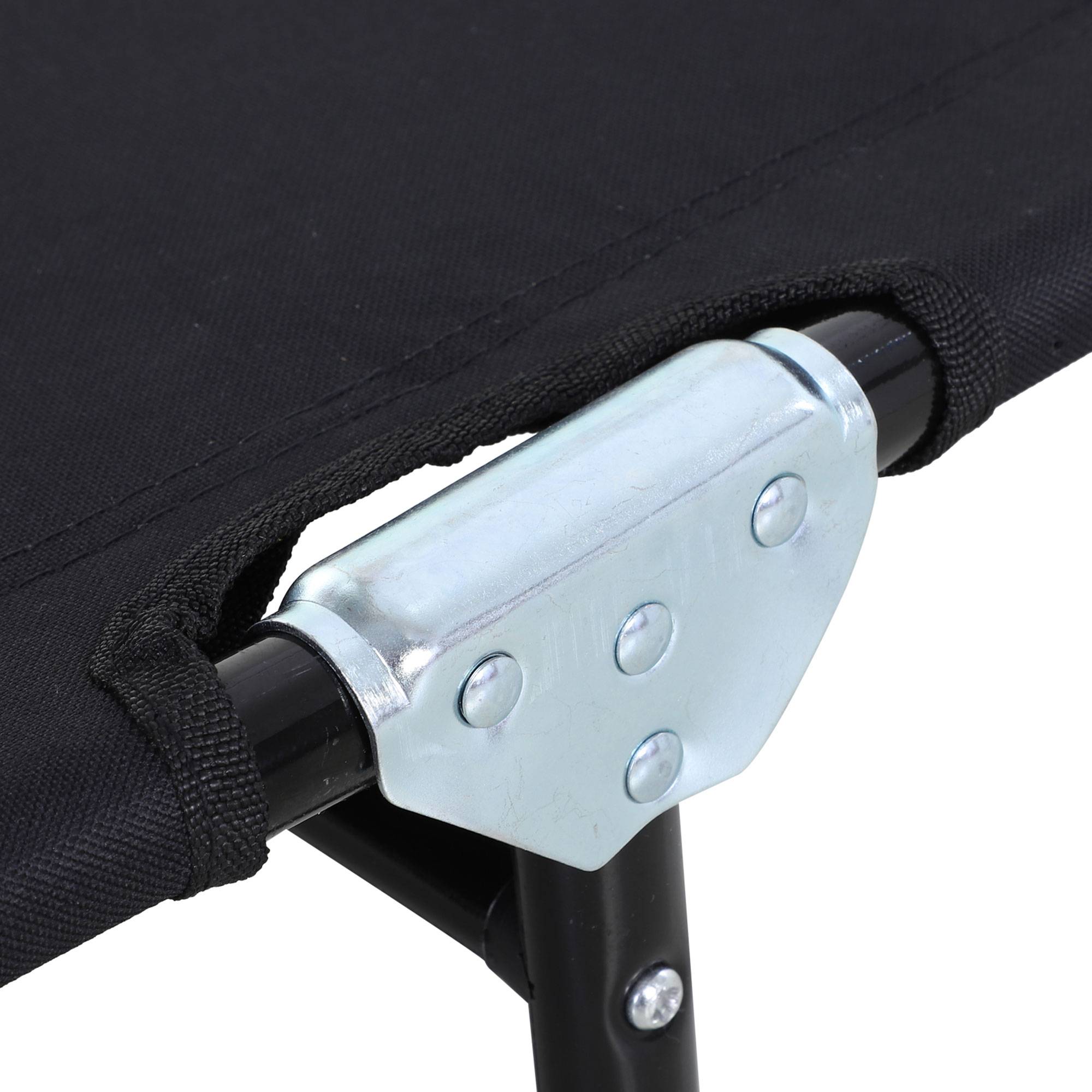 Chaise longue de jardin pliante avec dossier réglable, acier et tissu Oxford, 188 x 56 x 28 cm, noire - Image 9