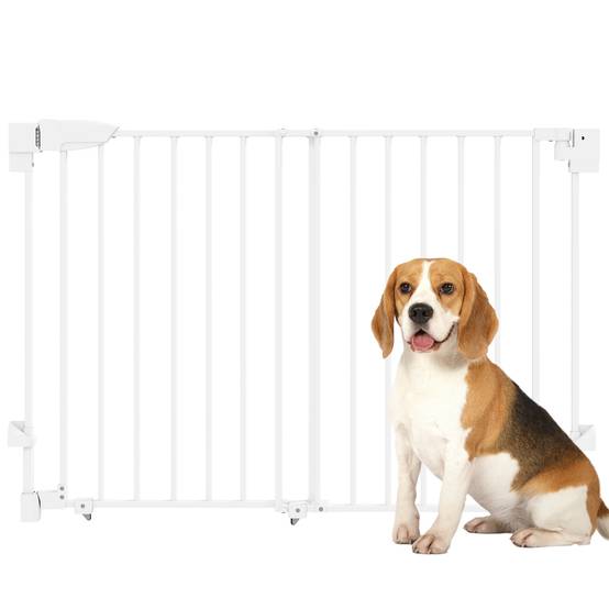 Barrière de sécurité escalier 74,5-111,5 cm, auto-close, ouverture une main deux sens, blanc - Image 1